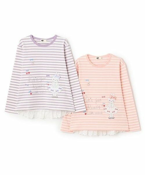 KP / ケーピー Tシャツ | mimiアップリケボーダー長袖Tシャツ | 詳細7