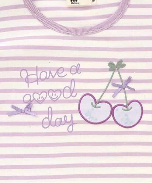 KP / ケーピー Tシャツ | 肩チュールボーダー長袖Tシャツ | 詳細3