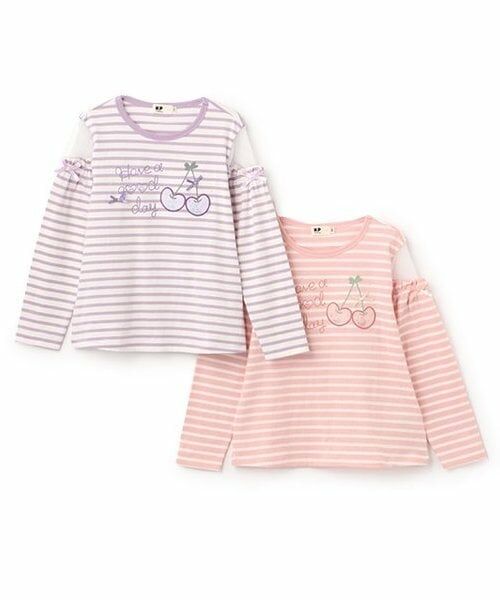 KP / ケーピー Tシャツ | 肩チュールボーダー長袖Tシャツ | 詳細8