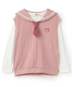 KP / ケーピー Tシャツ | ネクタイつきセーラーベスト&長袖Tシャツ2枚セット