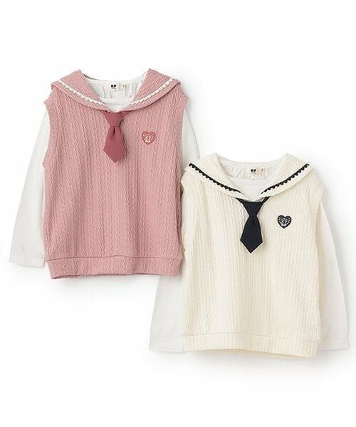 KP / ケーピー Tシャツ | ネクタイつきセーラーベスト&長袖Tシャツ2枚セット | 詳細11