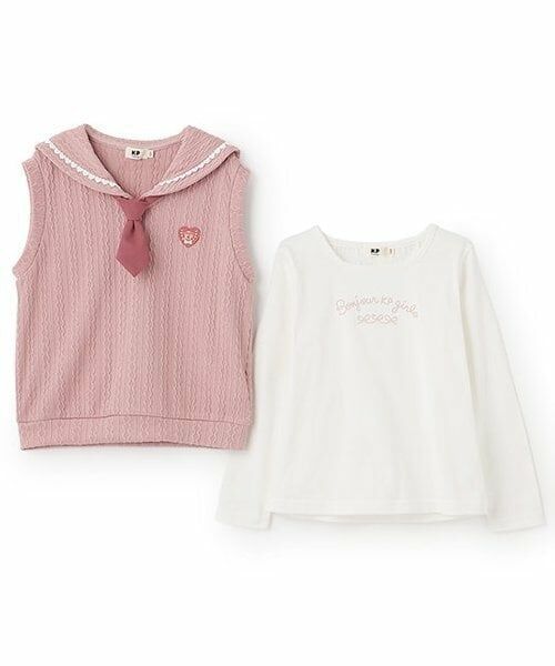 KP / ケーピー Tシャツ | ネクタイつきセーラーベスト&長袖Tシャツ2枚セット | 詳細2
