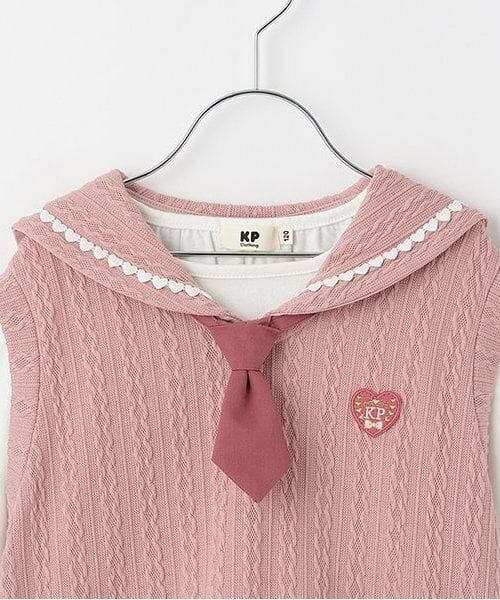 KP / ケーピー Tシャツ | ネクタイつきセーラーベスト&長袖Tシャツ2枚セット | 詳細3