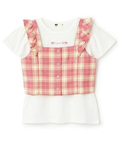 KP / ケーピー Tシャツ | チェックビスチェつき半袖Tシャツセット