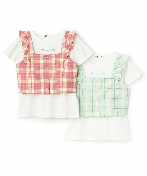 KP / ケーピー Tシャツ | チェックビスチェつき半袖Tシャツセット | 詳細10
