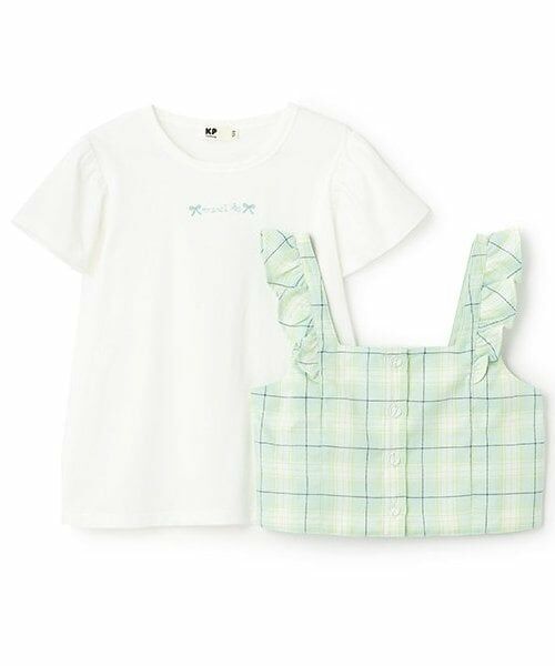 KP / ケーピー Tシャツ | チェックビスチェつき半袖Tシャツセット | 詳細2