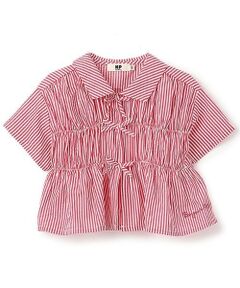 KP / ケーピー シャツ・ブラウス | サッカーストライプ前リボンつきブラウス