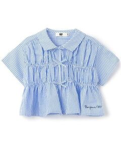 KP / ケーピー シャツ・ブラウス | サッカーストライプ前リボンつきブラウス