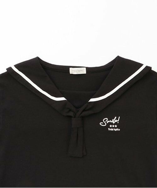 KP / ケーピー Tシャツ | 刺しゅうセーラーカラー半袖Tシャツ | 詳細2