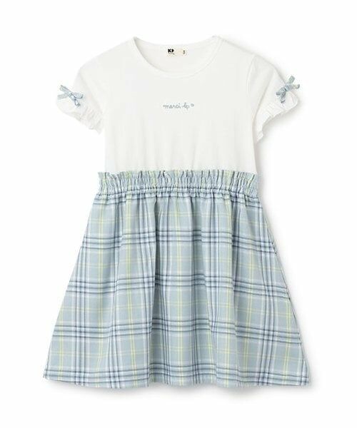 KP / ケーピー ミニ丈・ひざ丈ワンピース | チェック柄半袖ワンピース（サックス）