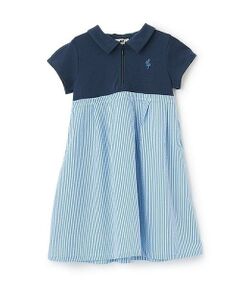 KP / ケーピー ミニ丈・ひざ丈ワンピース | 前ファスナー開きサッカーストライプワンピース