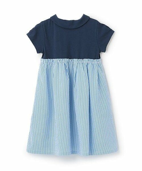 KP / ケーピー ミニ丈・ひざ丈ワンピース | 前ファスナー開きサッカーストライプワンピース | 詳細1