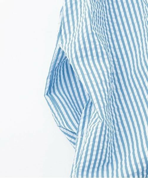 KP / ケーピー ミニ丈・ひざ丈ワンピース | 前ファスナー開きサッカーストライプワンピース | 詳細6