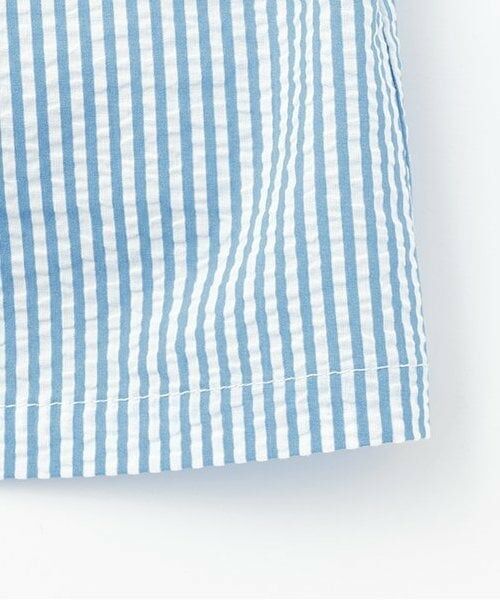 KP / ケーピー ミニ丈・ひざ丈ワンピース | 前ファスナー開きサッカーストライプワンピース | 詳細7