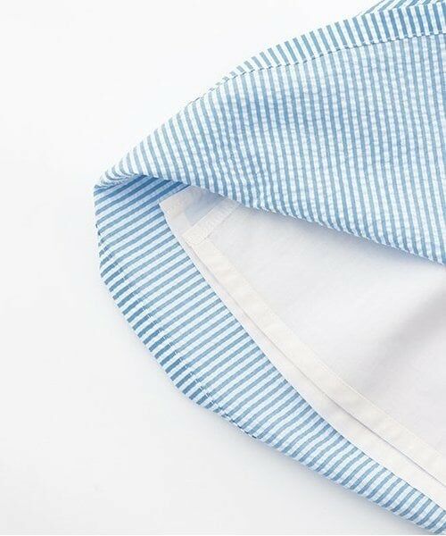 KP / ケーピー ミニ丈・ひざ丈ワンピース | 前ファスナー開きサッカーストライプワンピース | 詳細9