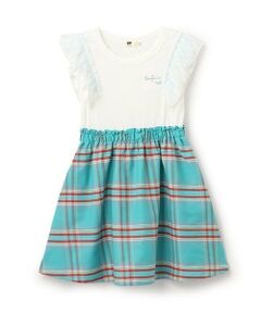 KP / ケーピー ミニ丈・ひざ丈ワンピース | チェックドッキング　袖フリルワンピース