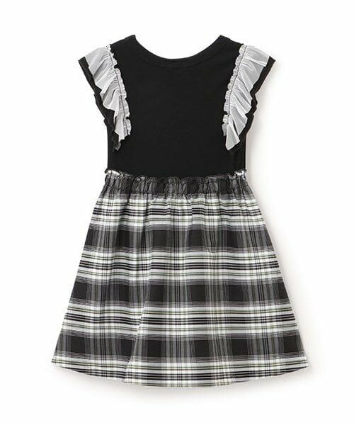 KP / ケーピー ミニ丈・ひざ丈ワンピース | チェックドッキング　袖フリルワンピース | 詳細1