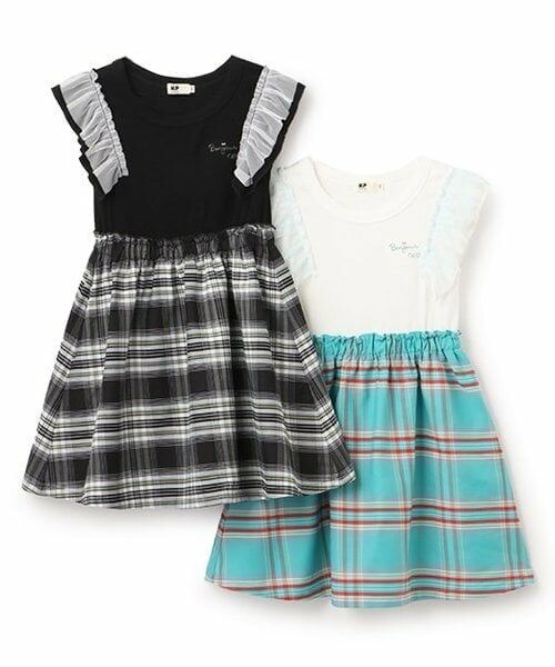 KP / ケーピー ミニ丈・ひざ丈ワンピース | チェックドッキング　袖フリルワンピース | 詳細9