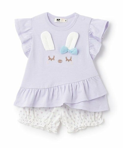 KP / ケーピー Tシャツ | mimi立体耳つきTシャツx水玉ブルマセット（ラベンダー）