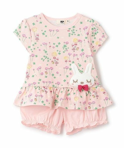 KP / ケーピー Tシャツ | mimi立体モチーフつき上下セット（ピンク）