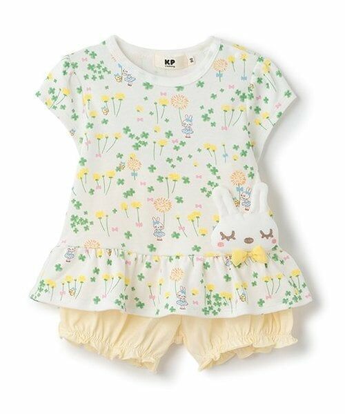 KP / ケーピー Tシャツ | mimi立体モチーフつき上下セット（クリーム）
