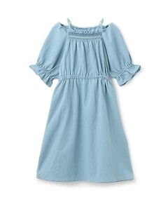 KP / ケーピー ミニ丈・ひざ丈ワンピース | メッシュデニムギャザーワンピース