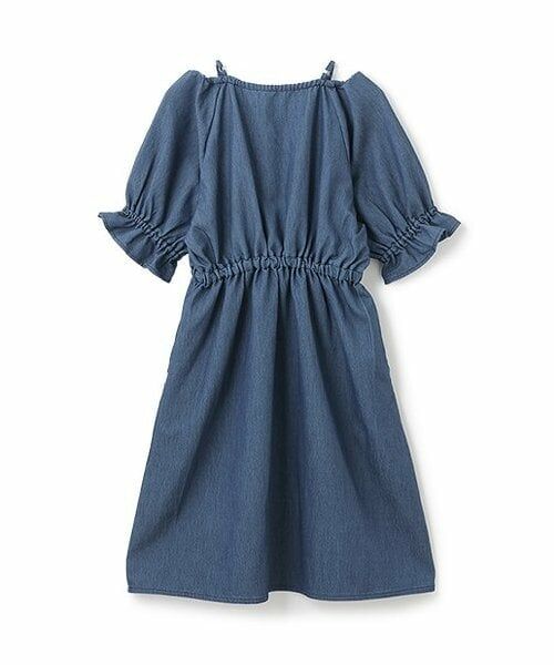 KP / ケーピー ミニ丈・ひざ丈ワンピース | メッシュデニムギャザーワンピース | 詳細1