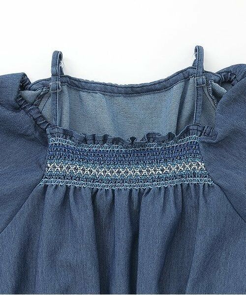 KP / ケーピー ミニ丈・ひざ丈ワンピース | メッシュデニムギャザーワンピース | 詳細2