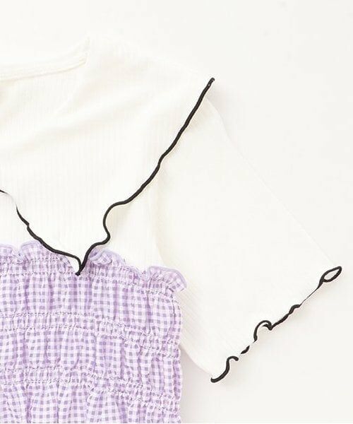 KP / ケーピー ミニ丈・ひざ丈ワンピース | ギンガムチェックドッキングワンピース | 詳細5