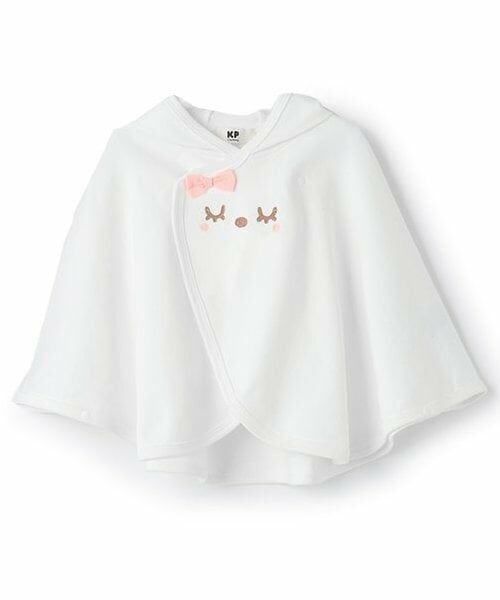 KP / ケーピー ベビー・キッズウエア | mimiお顔刺しゅう＆立体耳つきマント（オフ ホワイト）