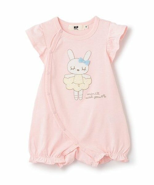 KP / ケーピー ロンパース | mimiアップリケ袖フリルショートオール（ピンク）