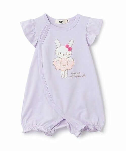 KP / ケーピー ロンパース | mimiアップリケ袖フリルショートオール（ラベンダー）