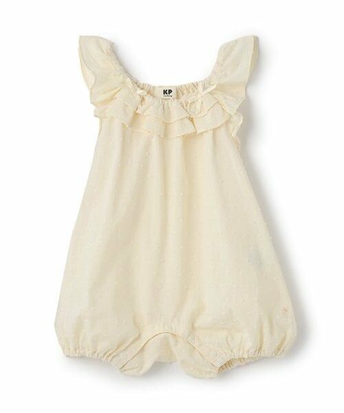 KP / ケーピー ロンパース | 綿ドビーワッシャー　フリルロンパース（アイボリー）