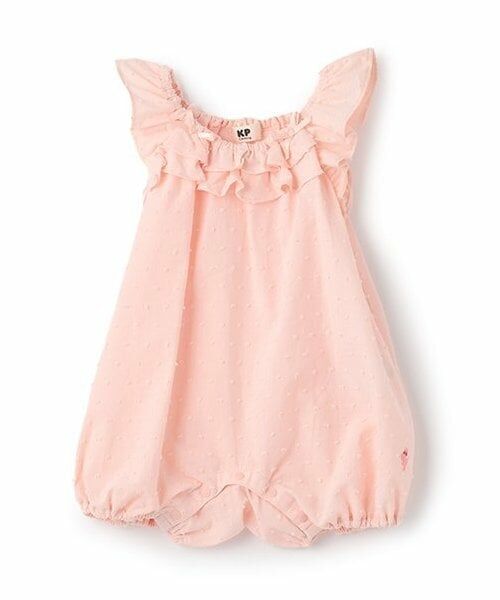 KP / ケーピー ロンパース | 綿ドビーワッシャー　フリルロンパース（ピンク）
