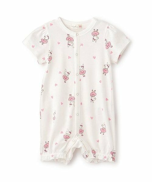 KP / ケーピー ロンパース | 日本製/ベビーmimi総柄プリント　ショートオール（オフ ホワイト）