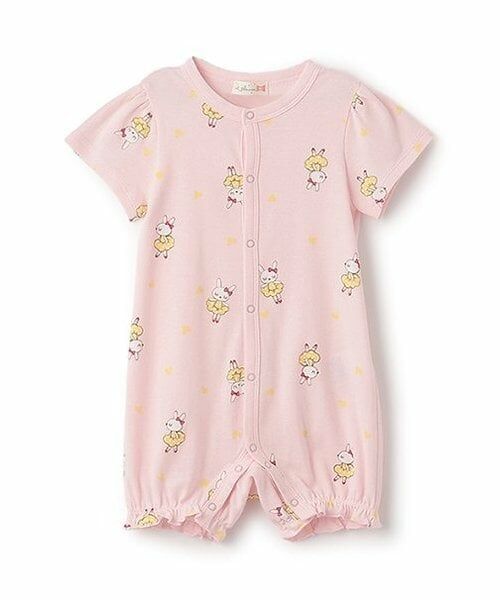 KP / ケーピー ロンパース | 日本製/ベビーmimi総柄プリント　ショートオール（ピンク）