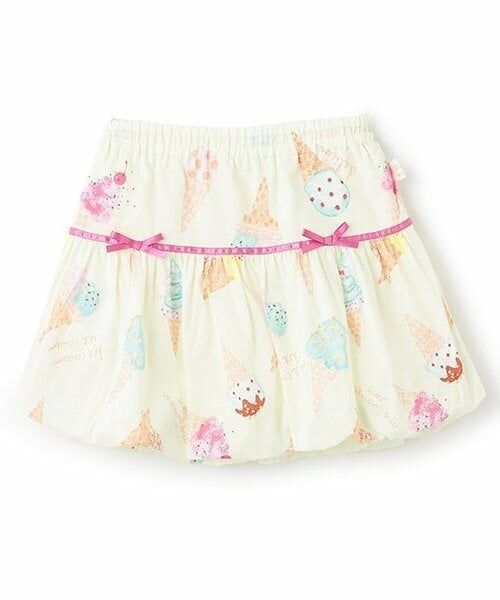 KP / ケーピー ミニ・ひざ丈スカート | ブロードアイスプリントスカート（オフ ホワイト）