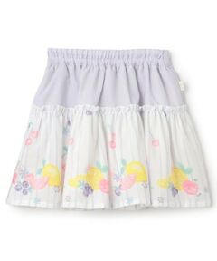 KP / ケーピー ミニ・ひざ丈スカート | シフォンフルーツ柄プリント スカート