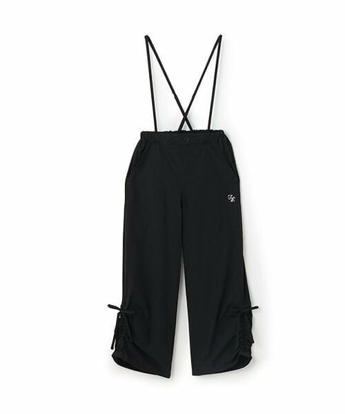 KP / ケーピー サロペット・オールインワン | trois lapins (トロワラパン) 裾ギャザーサスペンダーつきパンツ（黒）