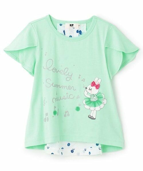 KP / ケーピー その他トップス | mimiちゃんアップリケ半袖チュニック（エメラルド グリーン）