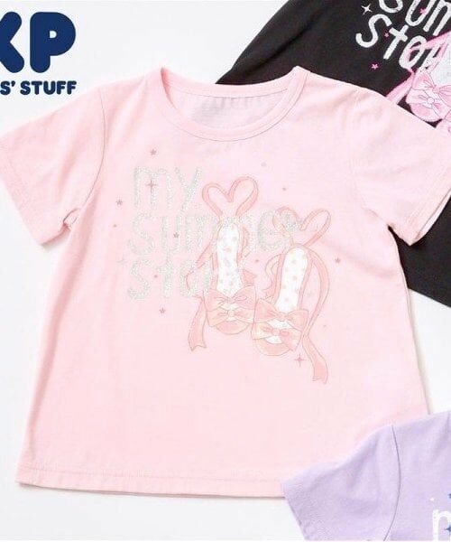 KP / ケーピー Tシャツ | サンダル プリント半袖Ｔシャツ（ピンク）