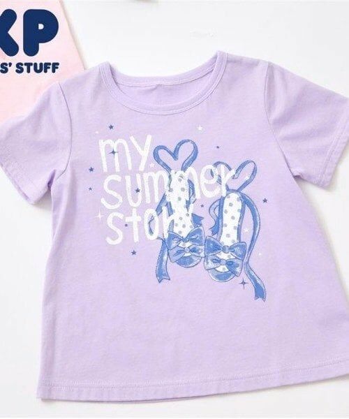 KP / ケーピー Tシャツ | サンダル プリント半袖Ｔシャツ（パープル）