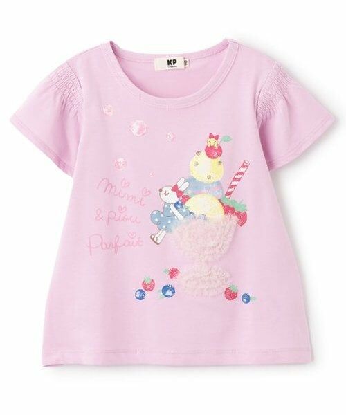 KP / ケーピー Tシャツ | mimiちゃん＆パフェ 半袖Ｔシャツ（ピンク）