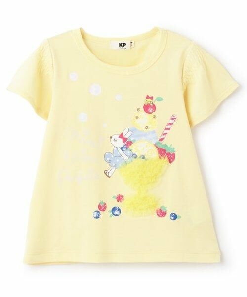 KP / ケーピー Tシャツ | mimiちゃん＆パフェ 半袖Ｔシャツ（黄）