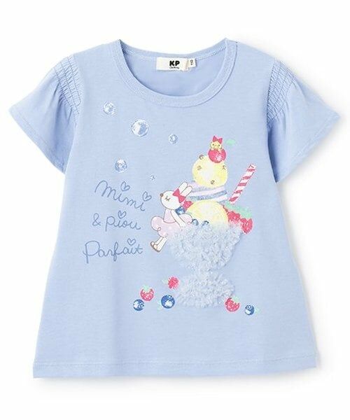 KP / ケーピー Tシャツ | mimiちゃん＆パフェ 半袖Ｔシャツ（ブルー）