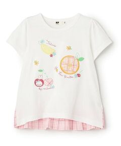 KP / ケーピー Tシャツ | 先染めチェック フルーツアップリケ 半袖Ｔシャツ