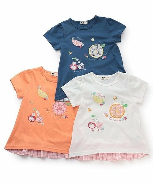 KP / ケーピー Tシャツ | 先染めチェック フルーツアップリケ 半袖Ｔシャツ | 詳細10