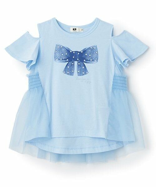 KP / ケーピー その他トップス | 体温で色が変わるプリント オフショルダーチュニック（サックス）