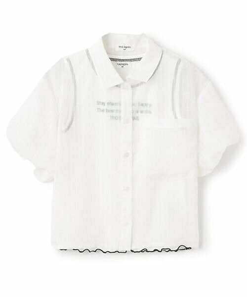 KP / ケーピー シャツ・ブラウス | trois lapins (トロワラパン) シアーシャツ＆タンクトップセット（オフ ホワイト）