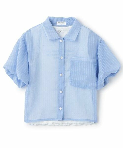 KP / ケーピー シャツ・ブラウス | trois lapins (トロワラパン) シアーシャツ＆タンクトップセット（サックス）